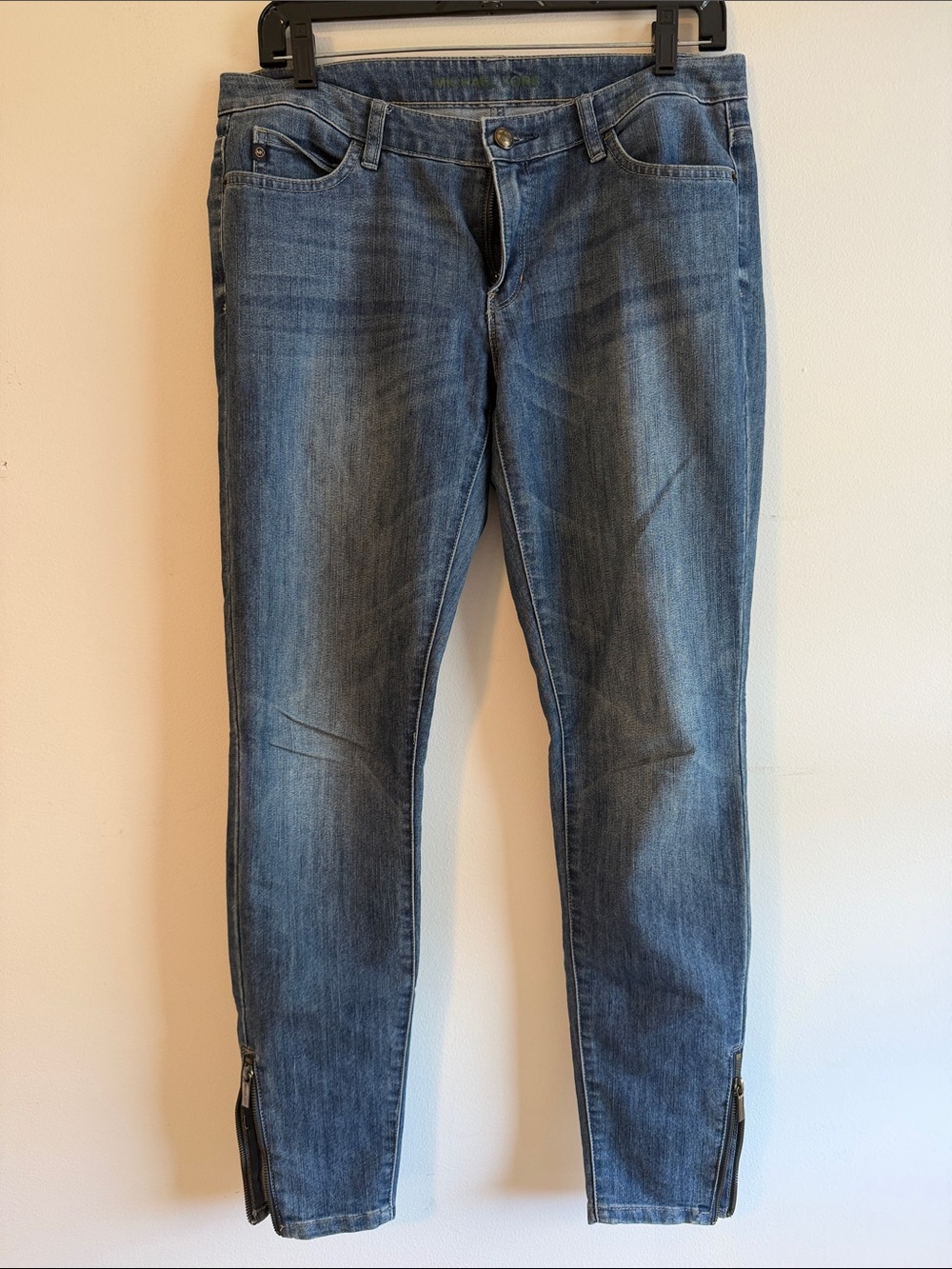 Michael Kors Mid-Blue Skinny Jeans with Zip Hems